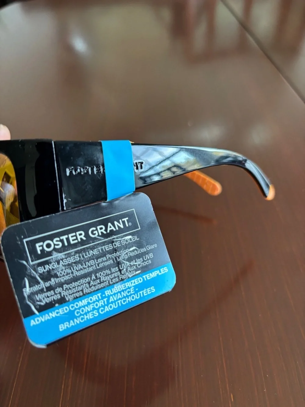 Foster Grant 100% UVA-UVB protect,black frame,rainbow mirror lens, rubber temple